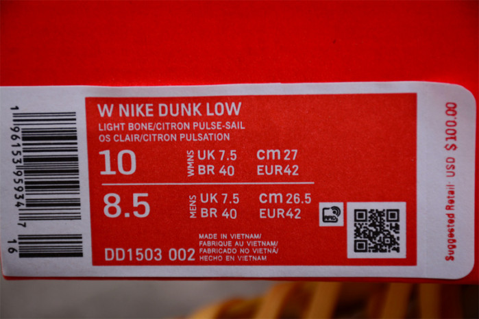 nike dunk low citron pulse - dd1503-002