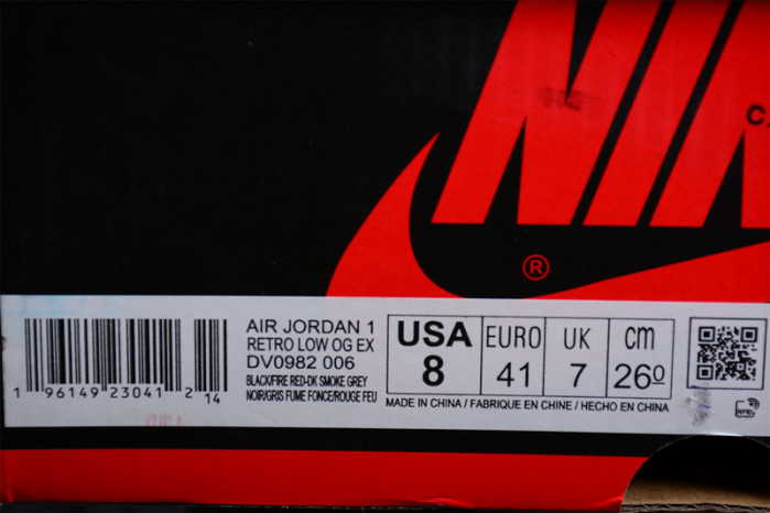 jordan 1 low og ex black smoke grey - dv0982-006